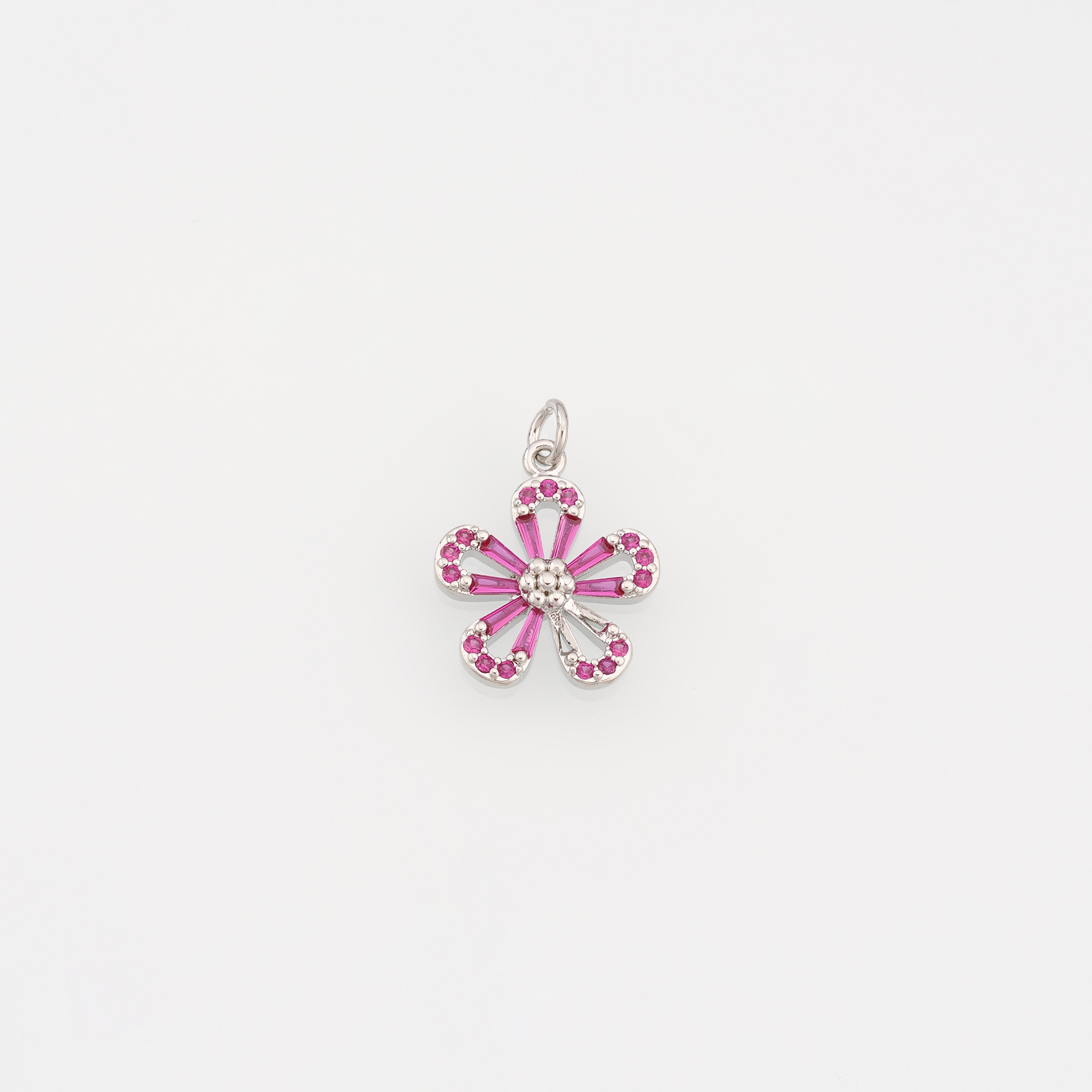18K Gold Filled Flower Pendant,CZ Micro Pave Flower Charm Earrings Necklace for DIY Jewelry Making Supply