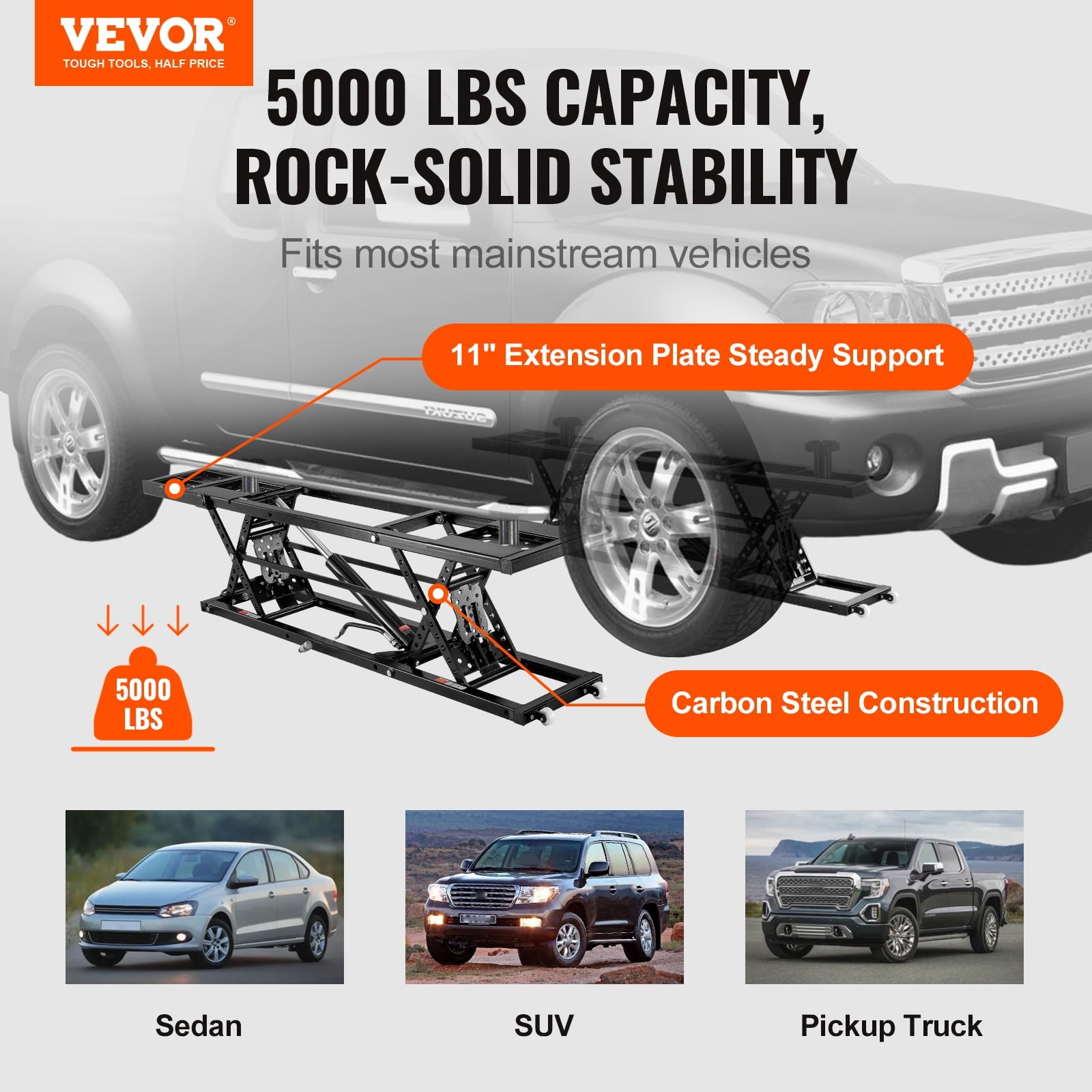 BENTISM Portable Car Lift 5000 LBS Automatic Car Lift System Jack for Home Garage