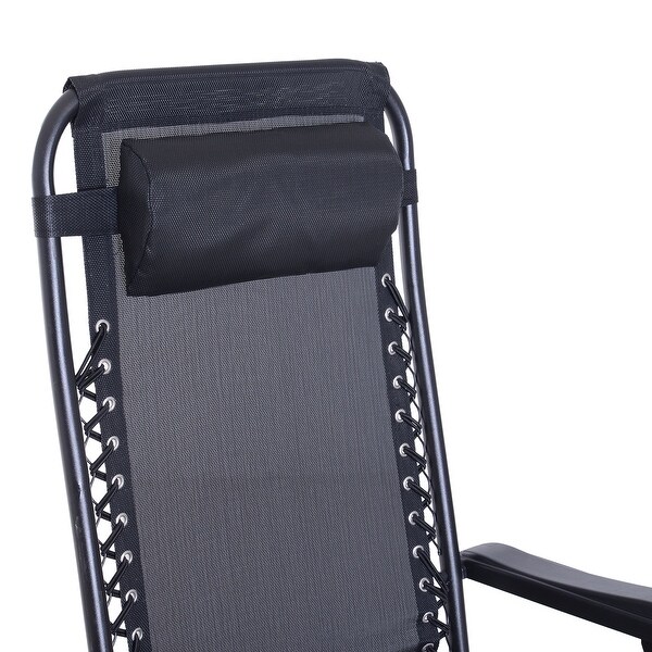Outsunny Folding Zero Gravity Rocking Lounge Chair with Cup Holder Tray
