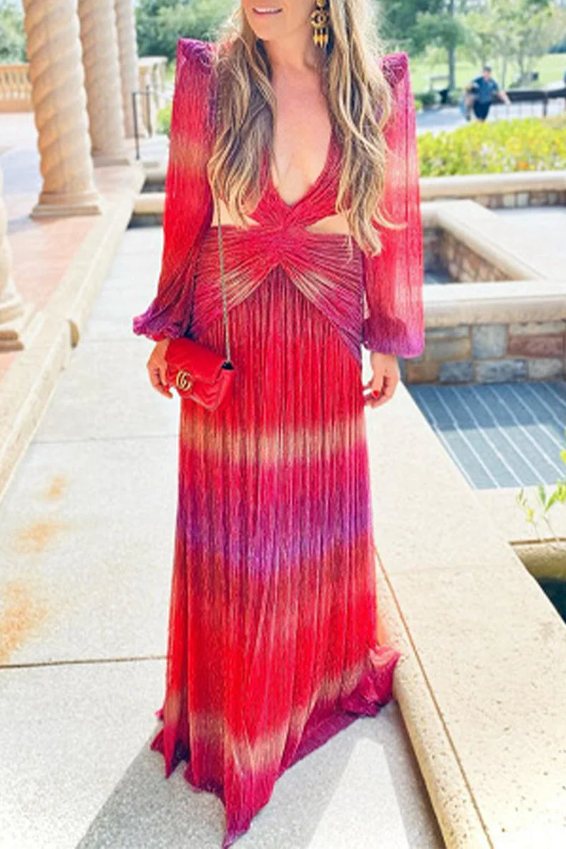 Backless Plunging V Neck Maxi DressClistos