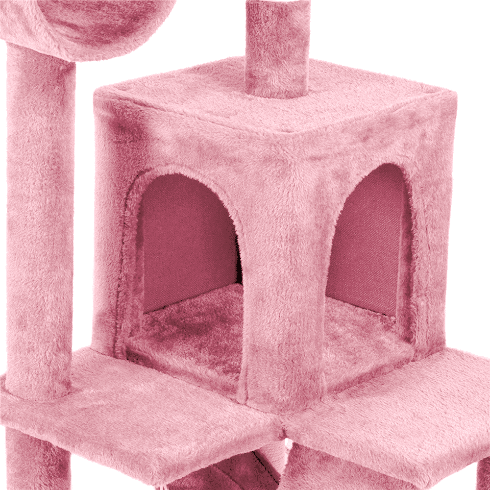 Yaheetech 51'' Multilevel Cat Tree Condo Cat Towers W/ Hammock Tunnel Scratching Post, Pink