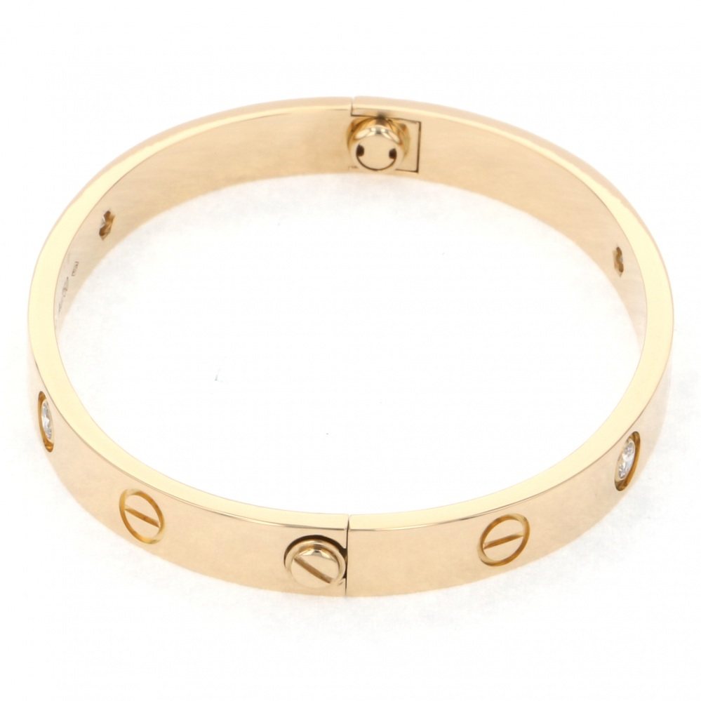 Cartier Love Half Diamond #16 Bracelet 18K Yellow Gold