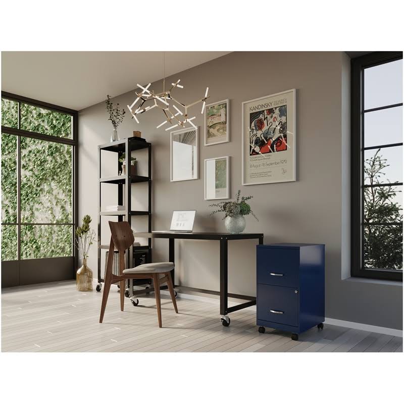 Space Solutions 18in 2 Drawer Metal Mobile Smart Vertical File Cabinet Navy