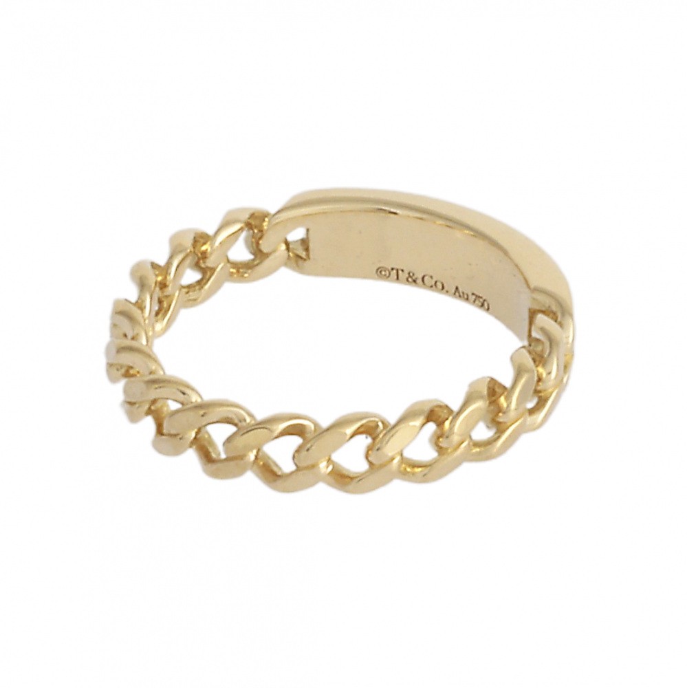 Tiffany & Co. Hardware Microlink Diamond Ring 18K Yellow Gold