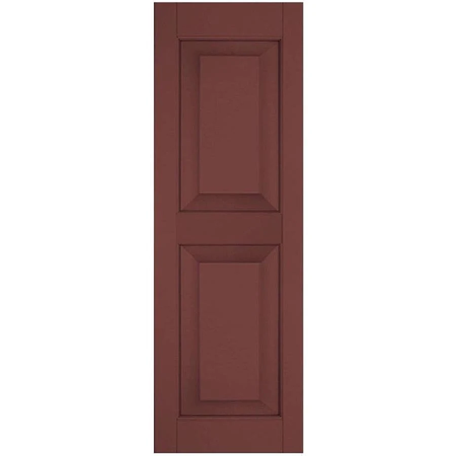 Ekena Millwork 12 in. x 47 in. Exterior Real Wood Pine Raised Panel Shutters Pair Cottage Red