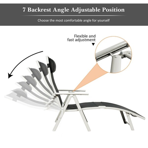 Costway 2PC Folding Chaise Lounge Chair with Cushion