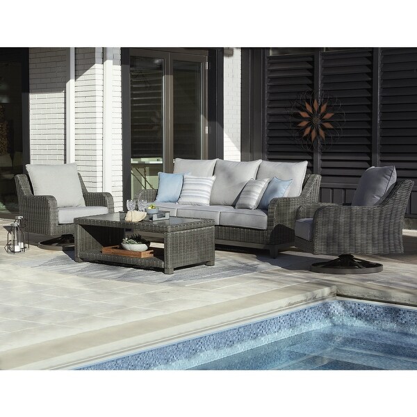 Signature Design by Ashley Elite Park Gray Outdoor Sofa,Lounge Chairs and Cocktail Table