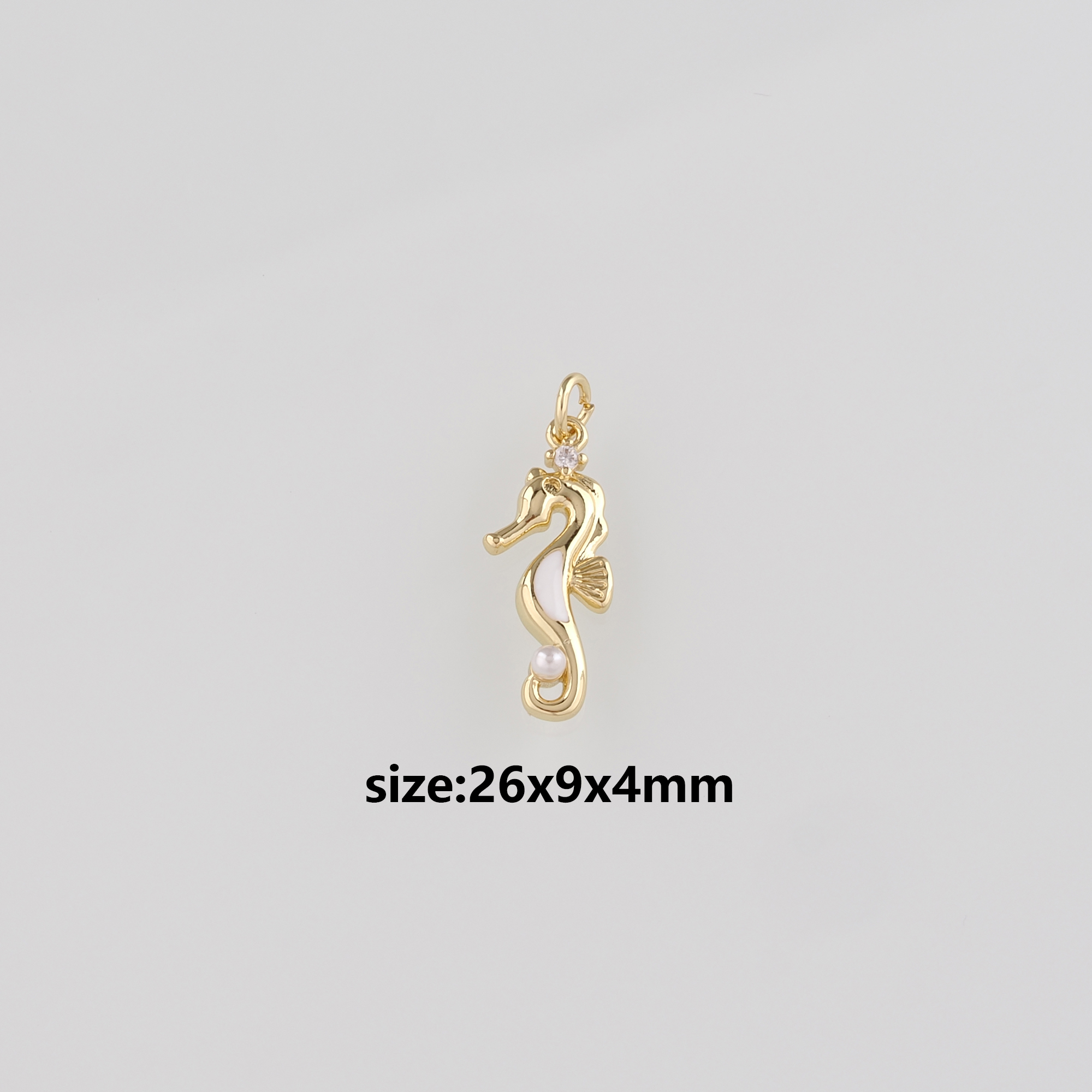 18K Gold Filled Seahorse Pendant,Enamel Seahorse Charm Earrings Necklace for DIY Jewelry Making Supply