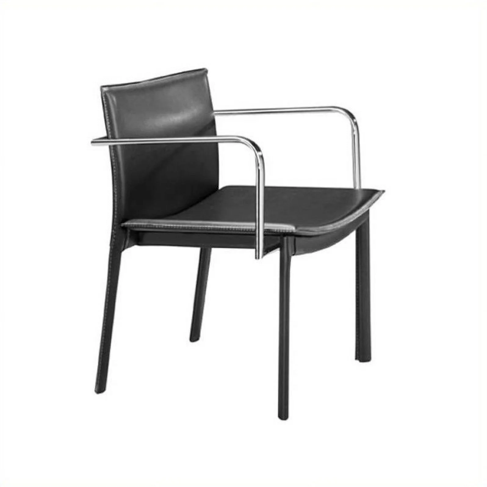 Maklaine Modern Leather 28''H x 24''W x 22''D Black Conference Chair (Set of 2)