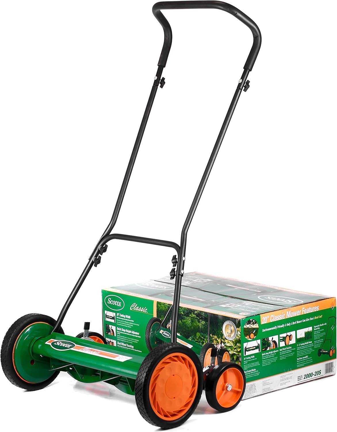 20-Inch 5-Blade Classic Push Reel Lawn Mower, Green