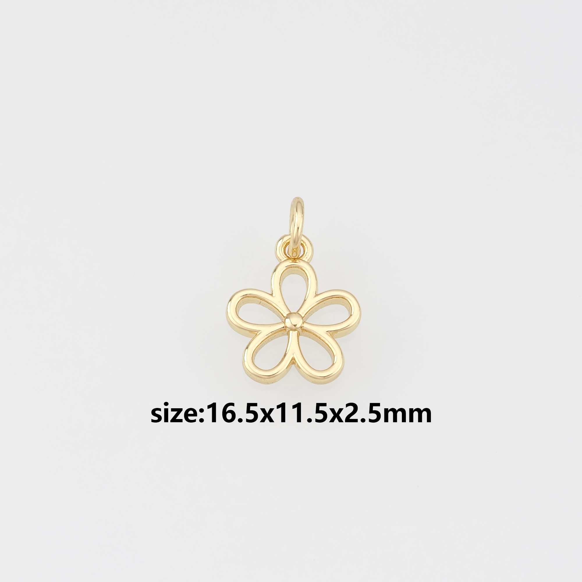 18K Gold Filled Flower Pendant,Flower Charm Earrings Necklace for DIY Jewelry Making Supply