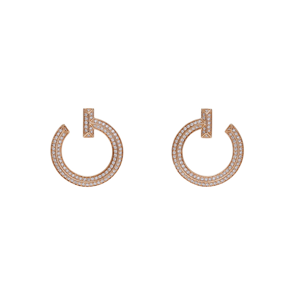 Tiffany & Co. Tiffany T One Open Hoop Earrings 18K Rose Gold 68408105