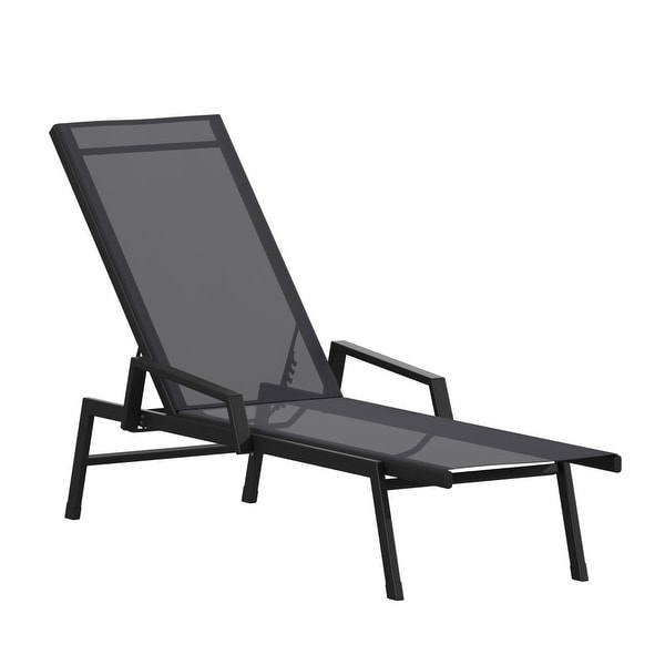 AllWeather Textilene Adjustable Chaise Lounge Chair with Arms