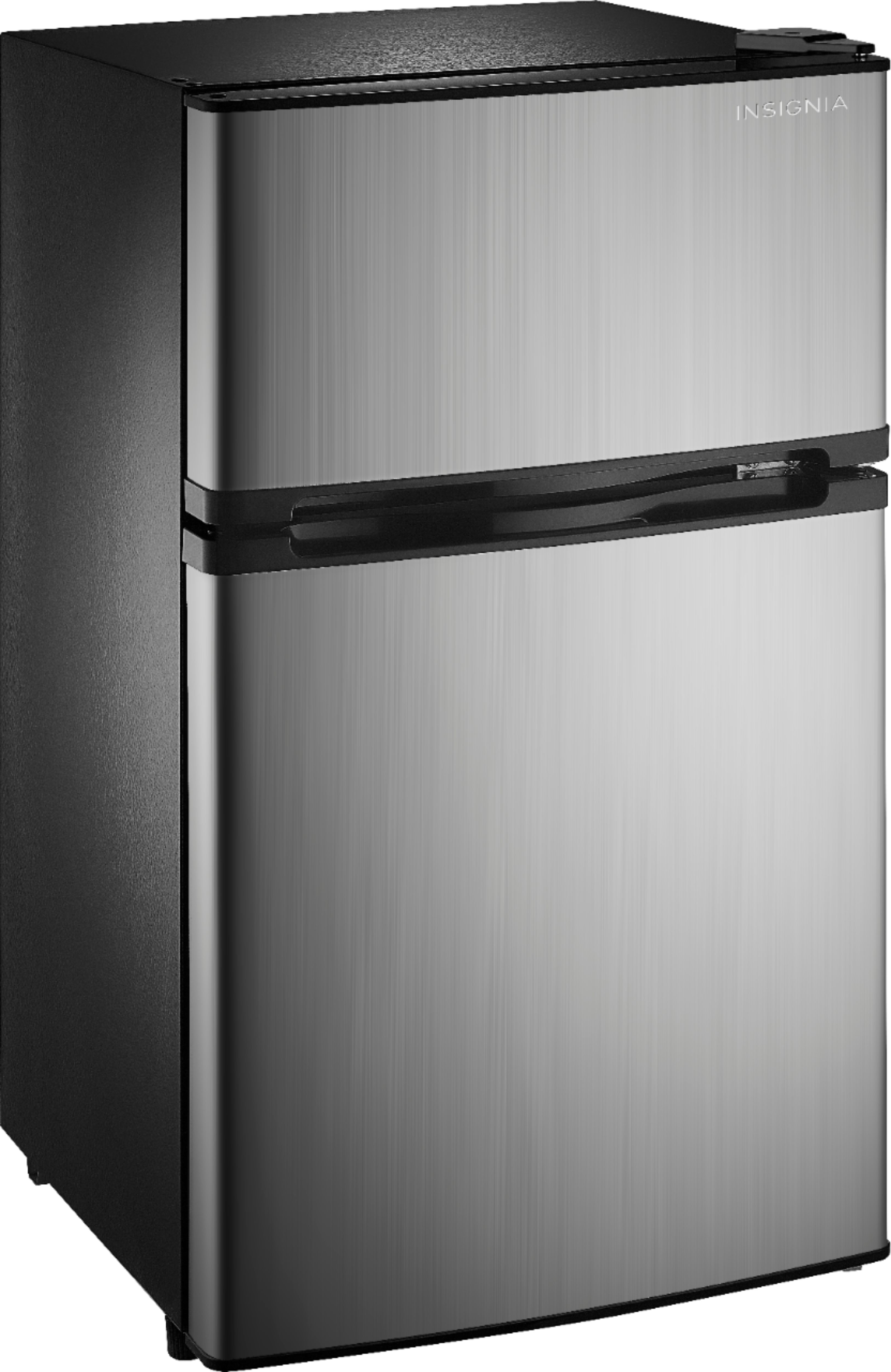 Insignia™ - 3.0 Cu. Ft. Mini Fridge with Top Freezer and ENERGY STAR Certification - Stainless Steel