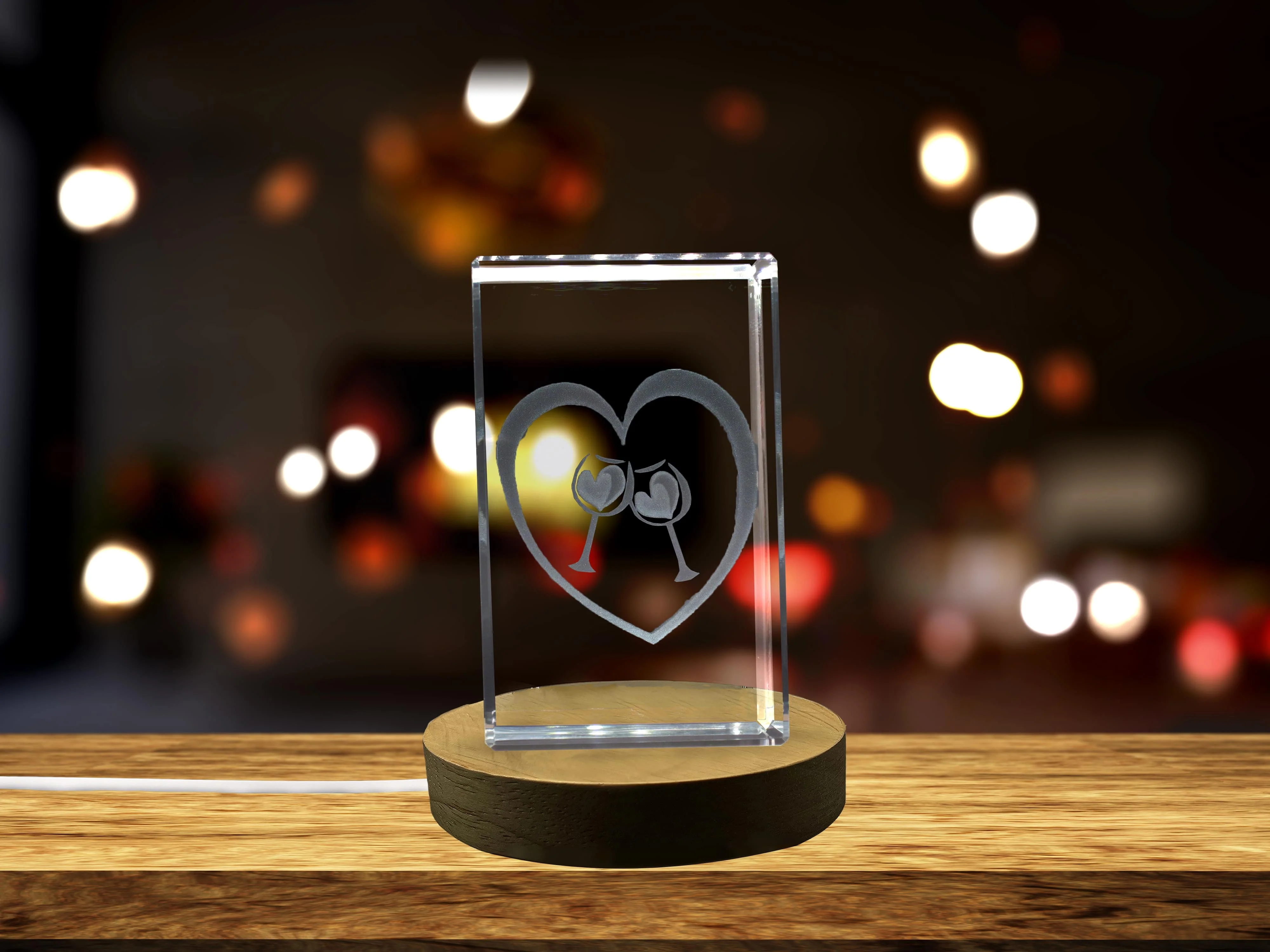 Wine and Love 3D Engraved Crystal 3D Engraved Crystal Keepsake/Gift/Decor/Collectible/Souvenir
