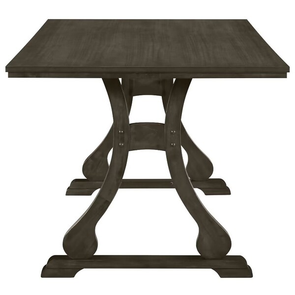 Trestle Dining Table Set with Upholstered Dining Chairs and Dining Bench