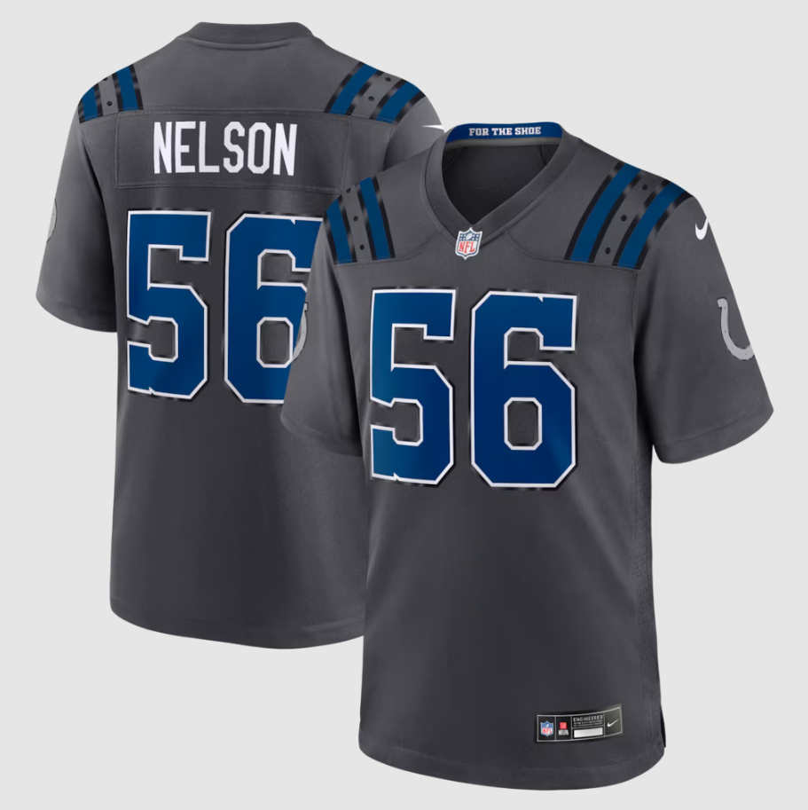 Men's Indianapolis Colts Quenton Nelson #56 Anthracite 2026 Rivalries Collection Game Jersey