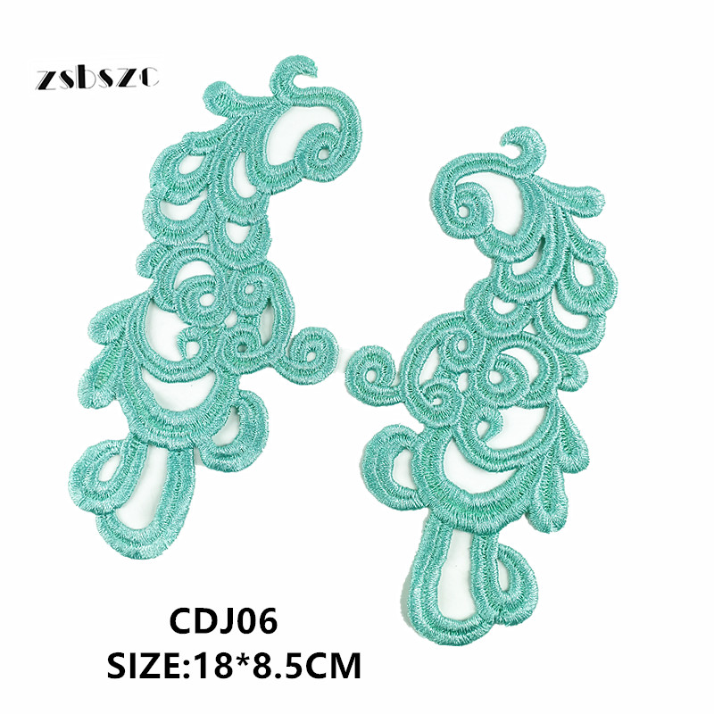 zsbszc 5 PAIRS popular new blue color patch applique cloth embroidery stickers patches for clothing customized JD103 DA028 DA002