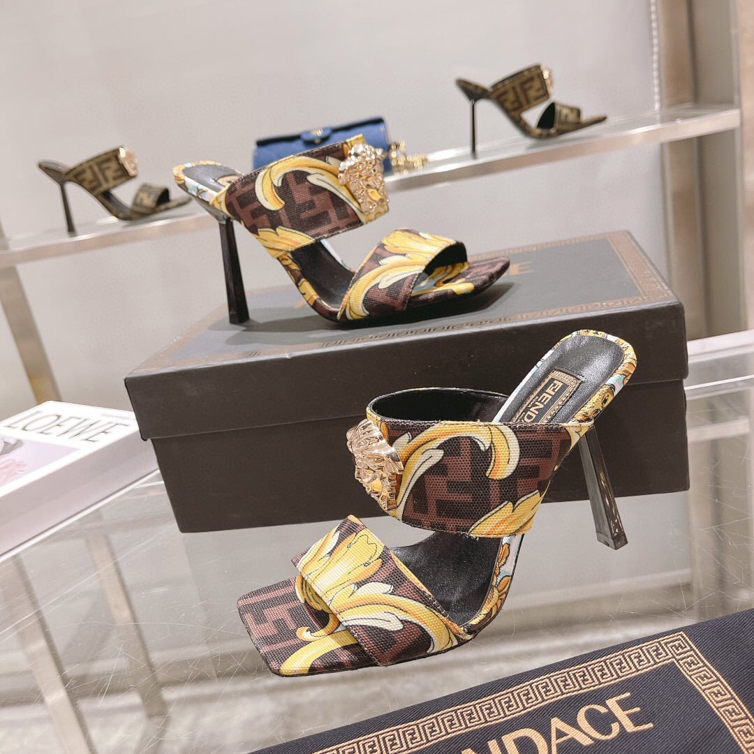 Fendace Gold Baroque Mules Ss2022 Brown 1005157-1A035585X00V