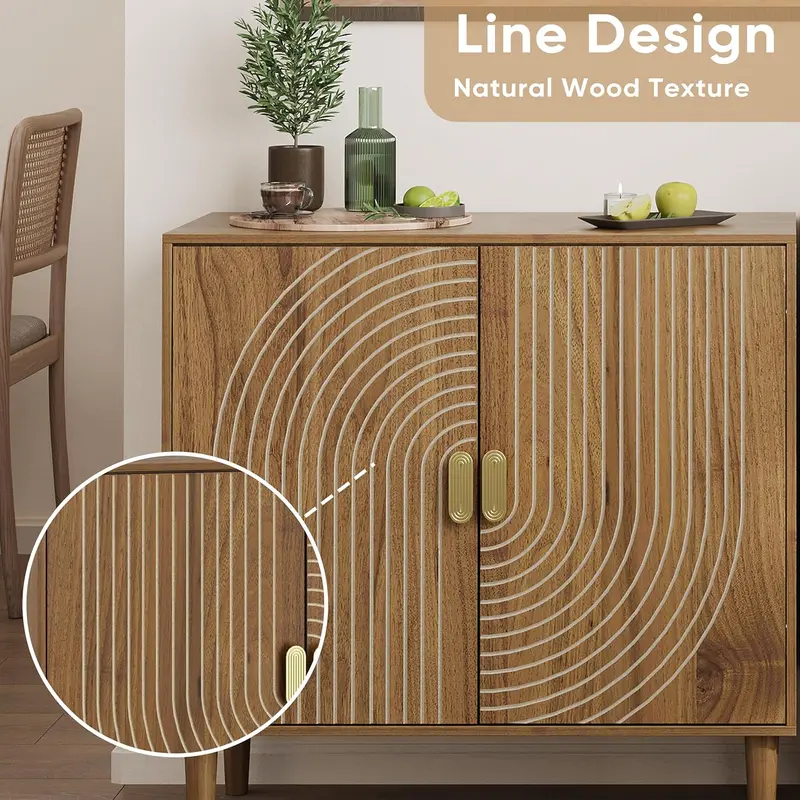 Walnut Freestanding Sideboard – Dining Room Cabinet with Integrated Cable Management System