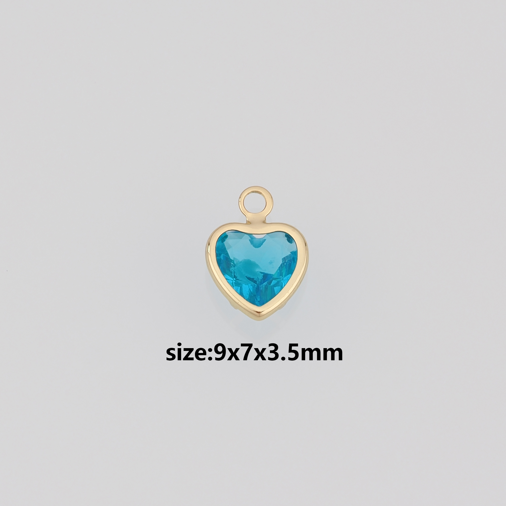 18K Gold Filled Heart Pendant,Crystal Heart Charm Earrings Necklace for DIY Jewelry Making Supply