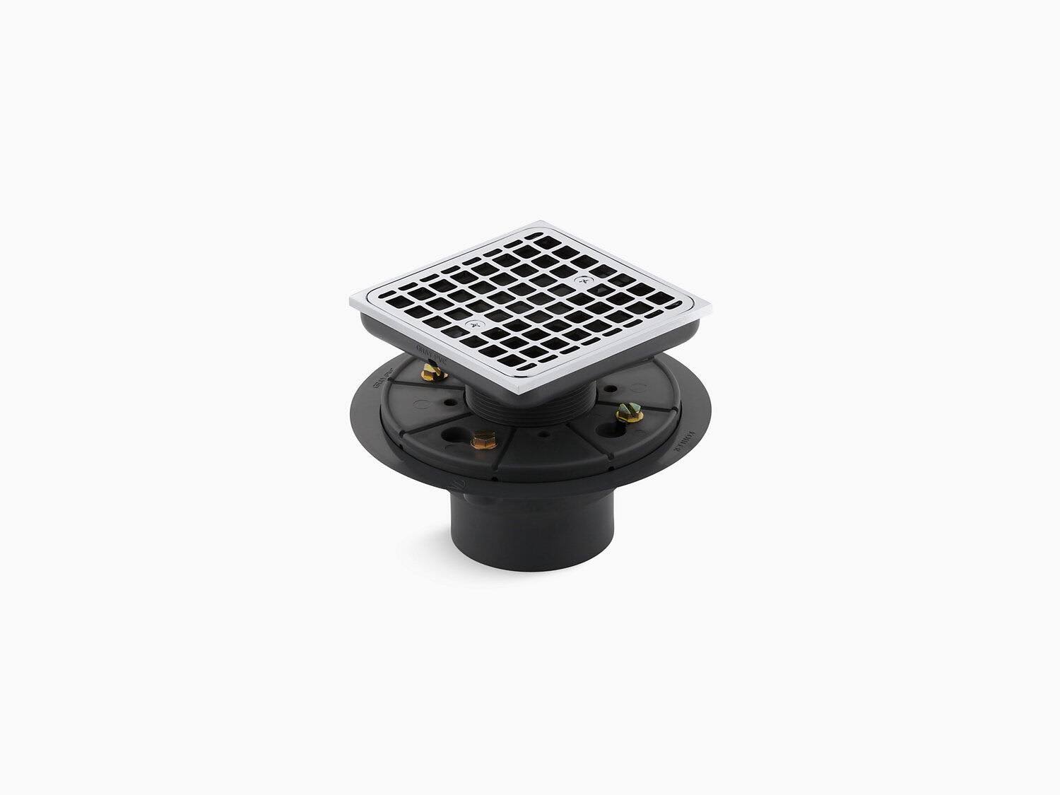 Vibrant Brushed Moderne Brass Square Design Tile-In Shower Drain