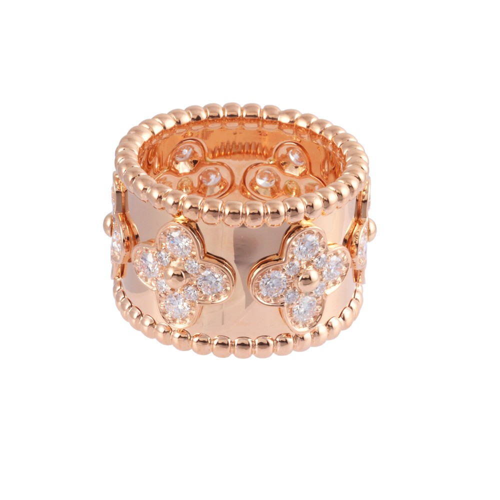 Van Cleef & Arpels Perlée Clovers Ring 18K Rose Gold Diamond VCARO9LN00