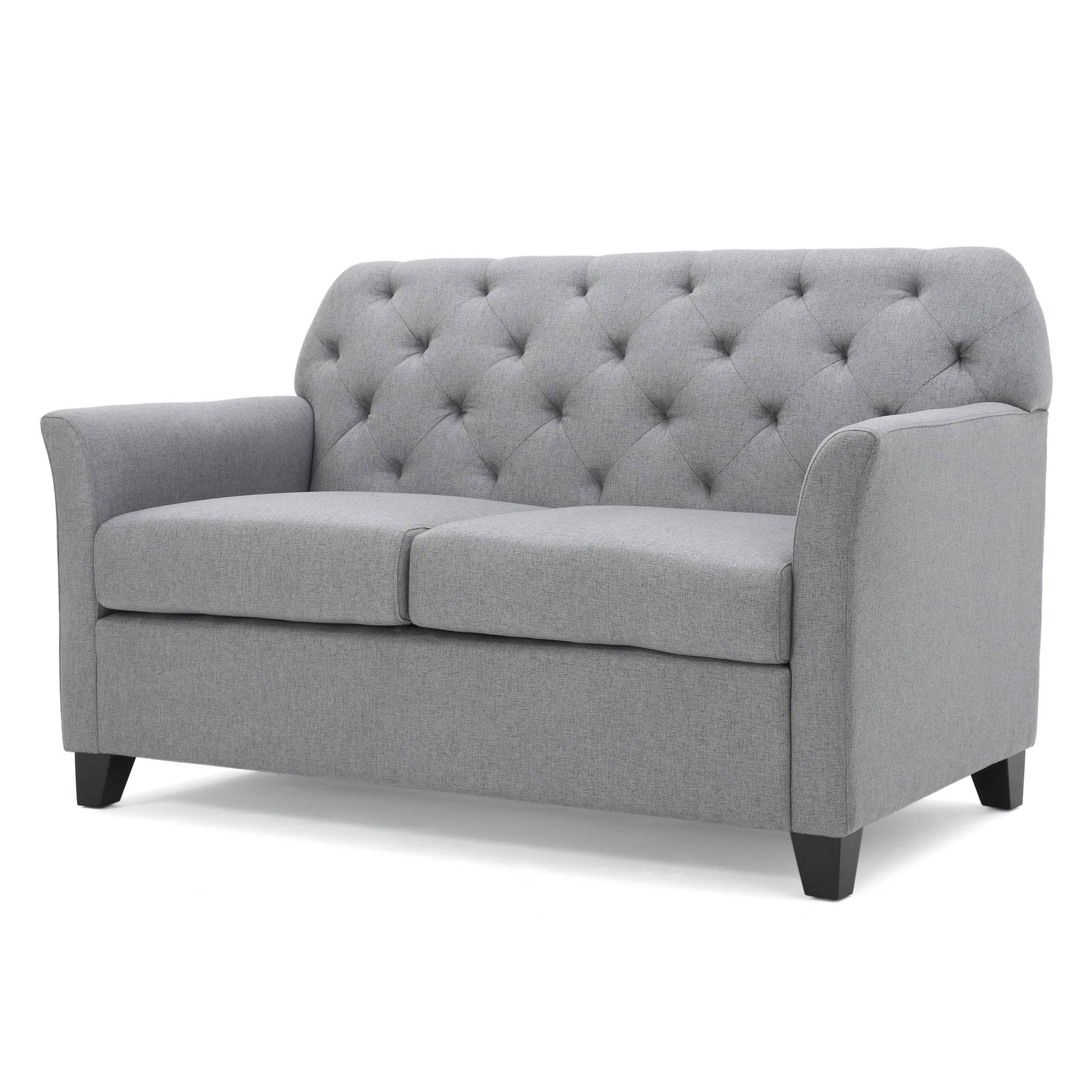 Christopher Knight Home Jessup Tufted Fabric Loveseat Sofa by, Dark Blue