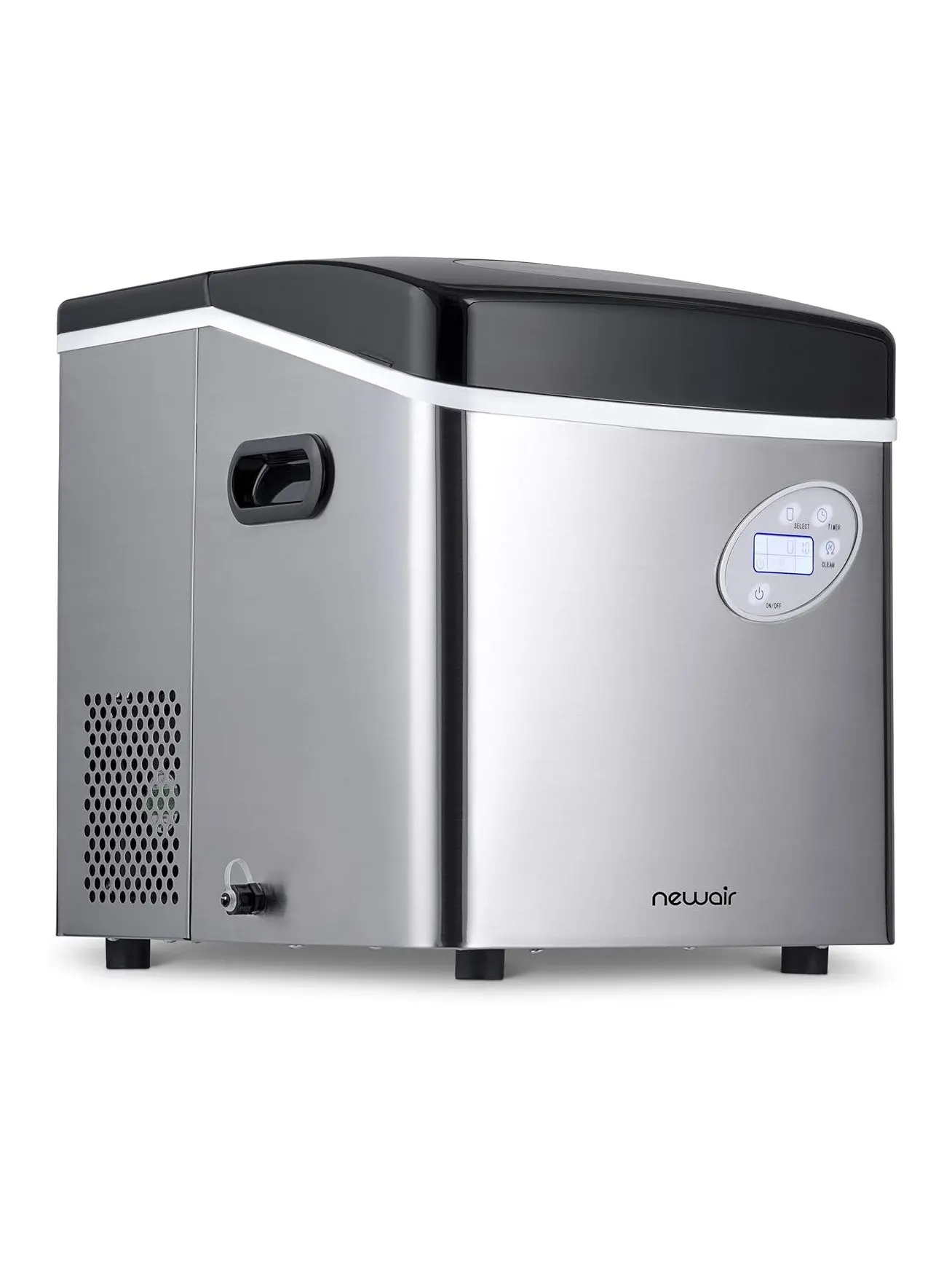 Portable Ice Maker 50 lb. Daily, 12 Cubes in Under 7 Minutes - Compact Countertop Design - 3 Size Bullet Shaped Ice - for Kitchen/Office/RV/Bar - Stainless Steel