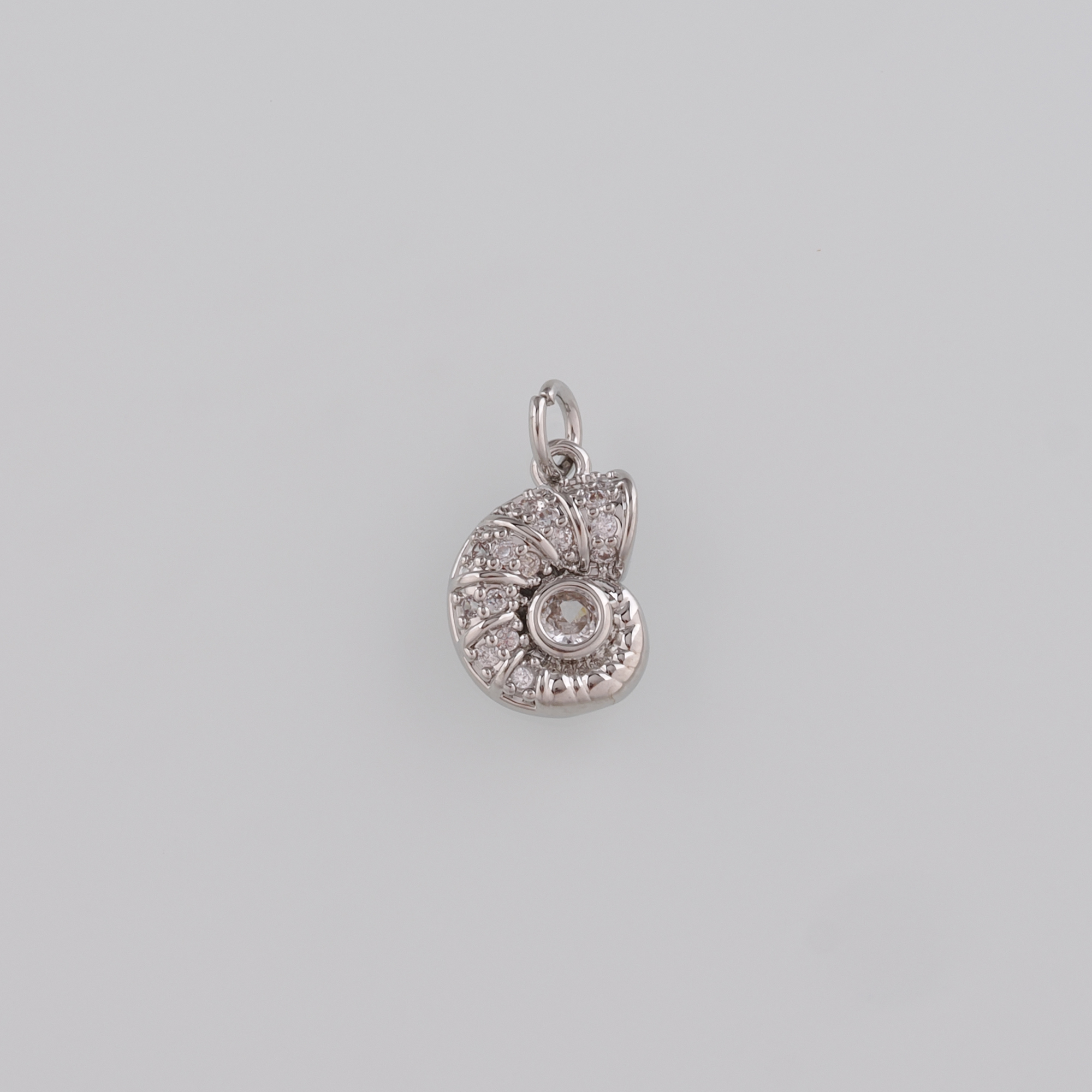 18K Gold Filled Conch Shell Pendant,CZ Micro Pave Ocean Shell Charm Earrings Necklace for DIY Jewelry Making Supply