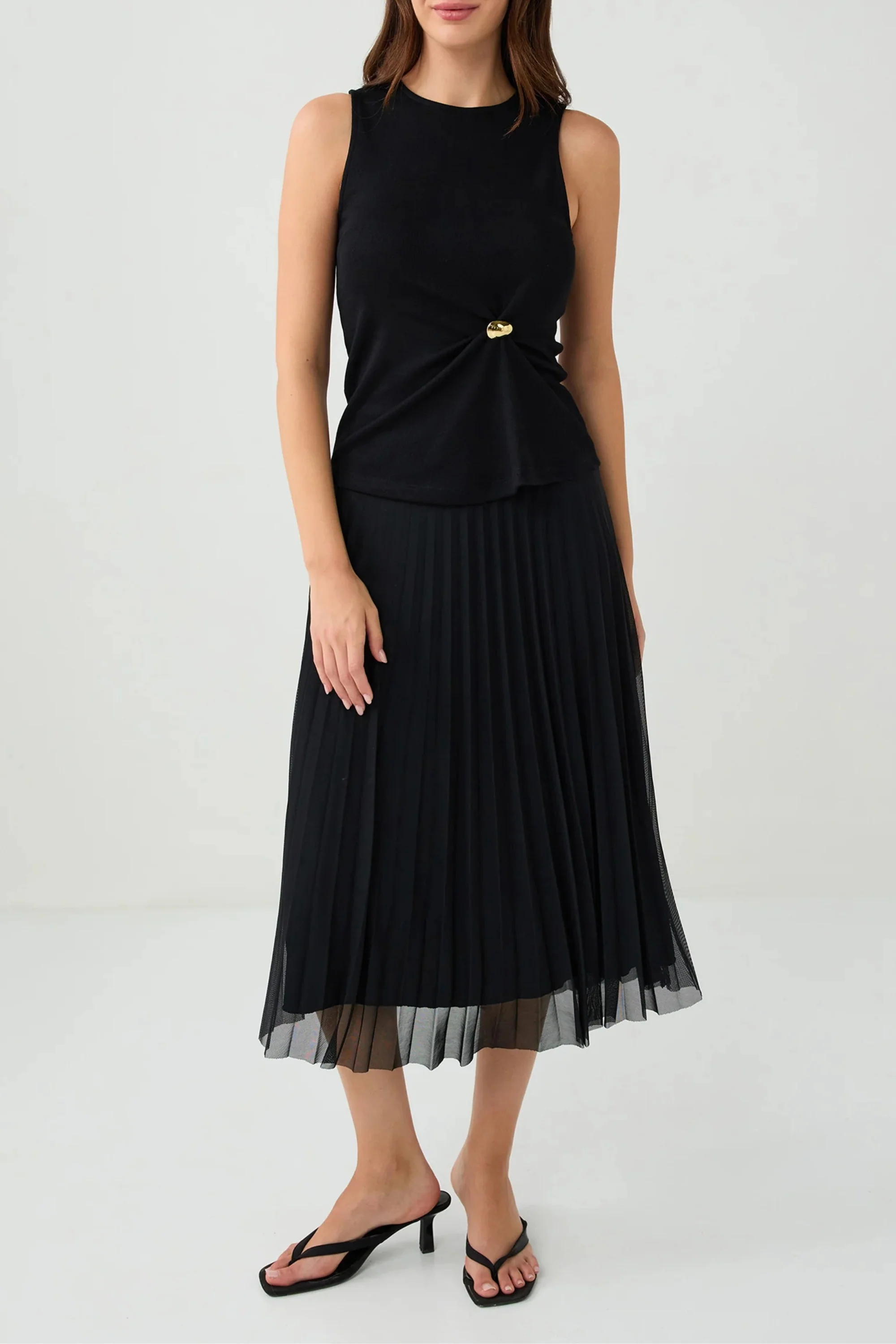 Midnight Mesh Pleated Skirt