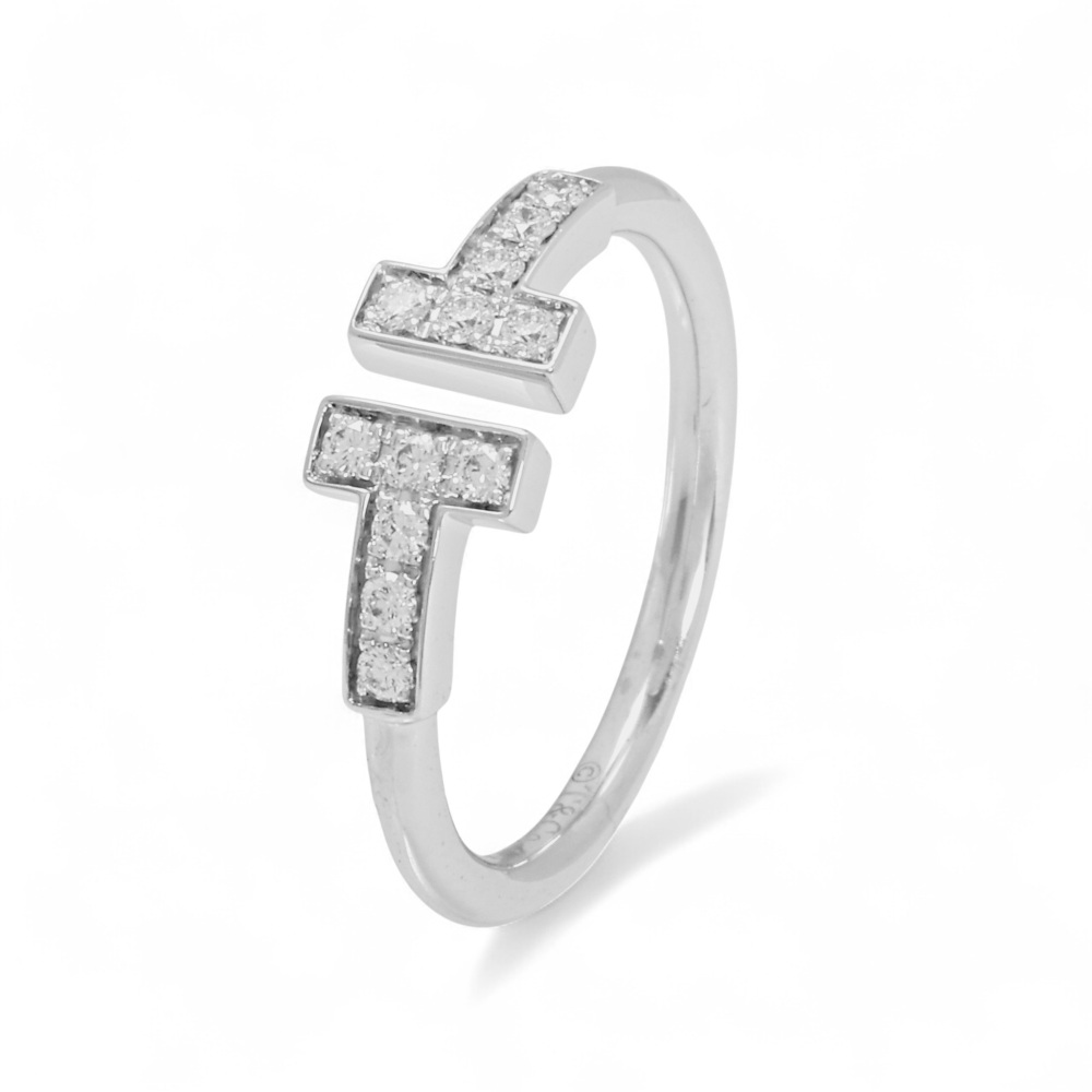 Tiffany & Co. Tiffany T Diamond Wire Ring 18K White Gold 60147232