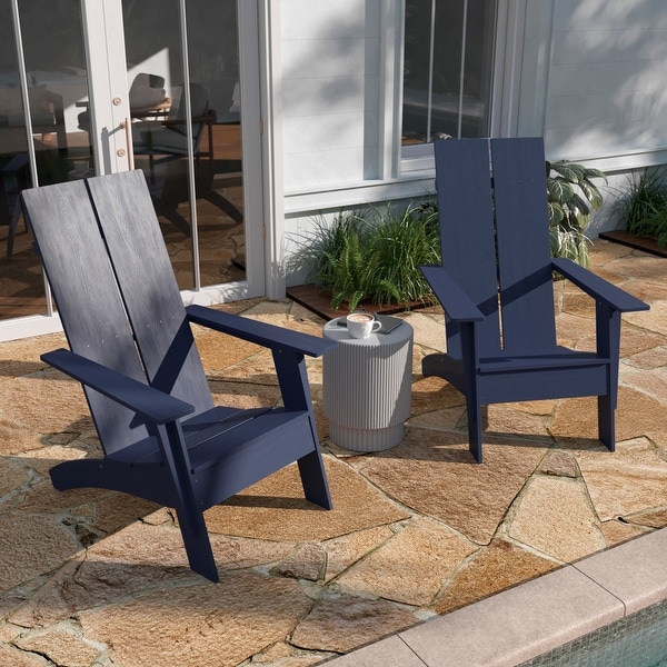 Modern Dual Slat Back Adirondack Style Chairs,Set of 2