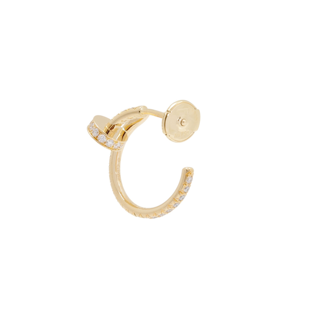 Cartier Juste un Clou Hoop Earrings Pave 18K Yellow Gold B8301430