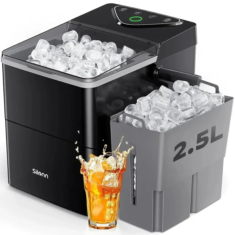 Silonn Countertop Ice Maker – Expandable 9-Cube Basket with Self-Cleaning Function and Rapid Ice Production