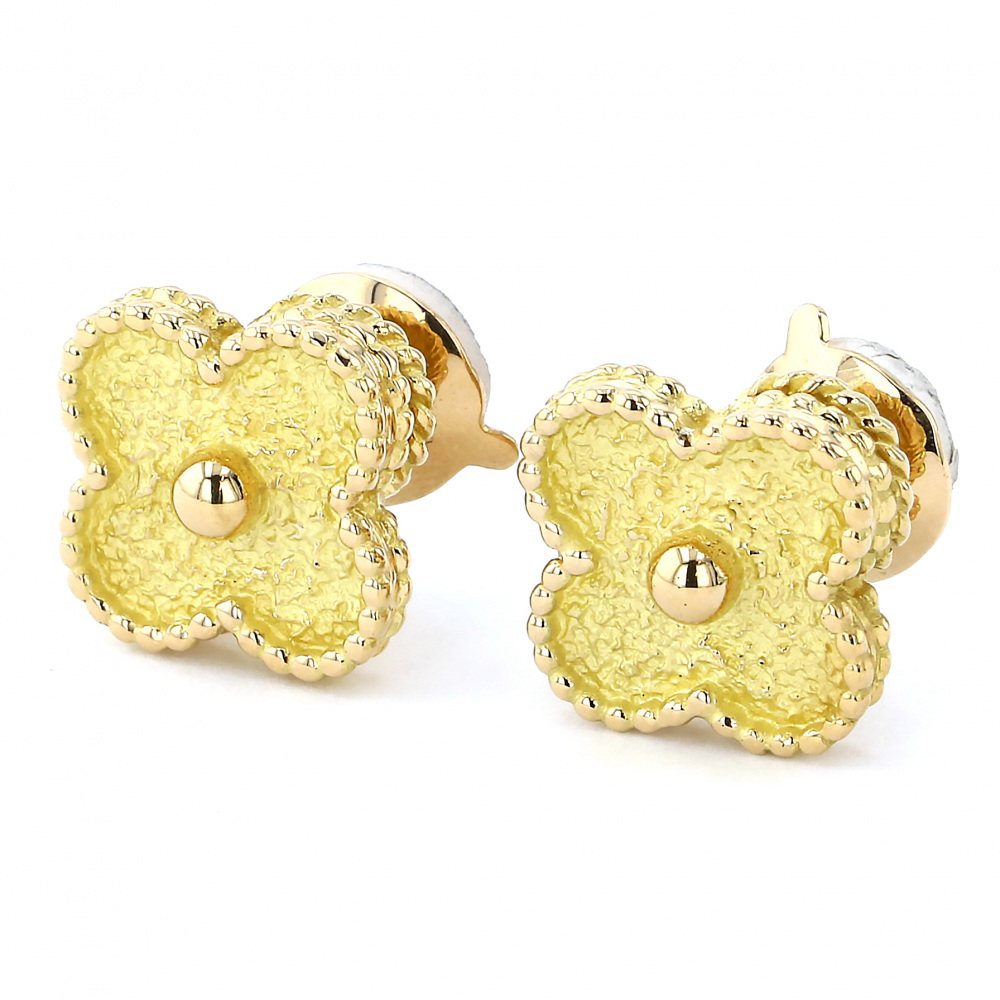 Van Cleef & Arpels Vintage Alhambra Earrings 18K Yellow Gold