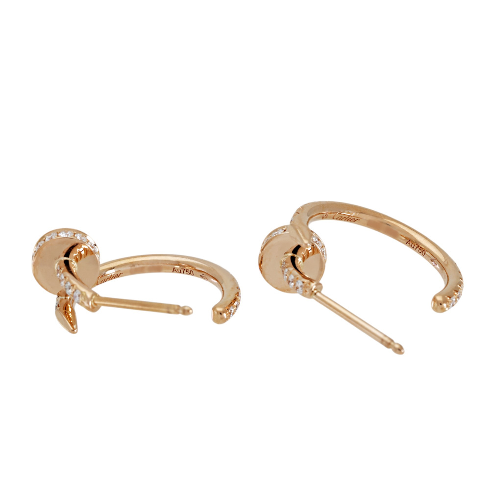 Cartier Juste un Clou Pave Earrings 18K Rose Gold B8301429