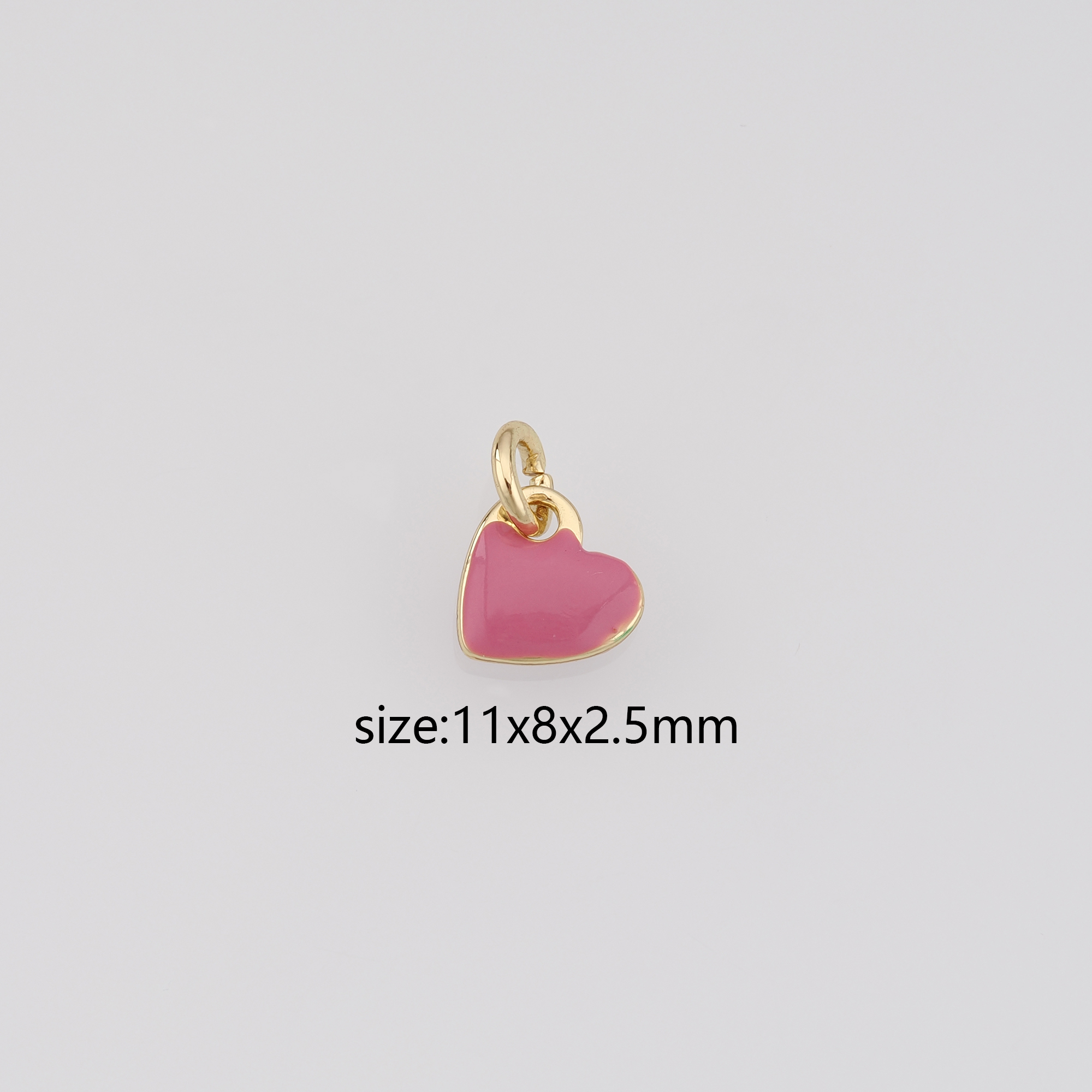 18K Gold Filled Heart Pendant,Enamel Heart Charm Earrings Necklace for DIY Jewelry Making Supply