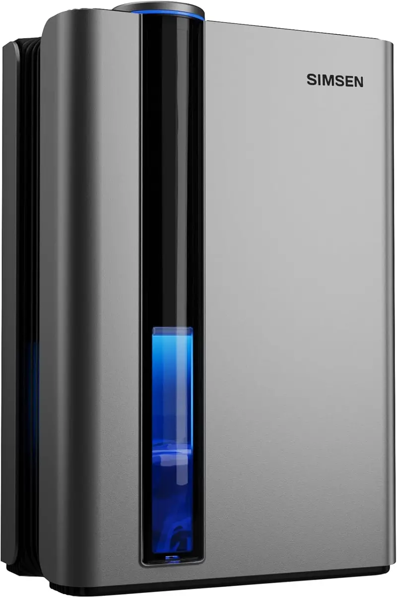 SIMSEN Compact Dehumidifier – 95oz Capacity, 800 sq ft Coverage, Reusable Filter & Drain Hose for Bedrooms and Basements