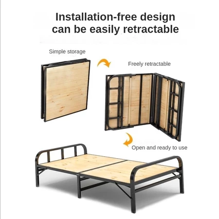 Foldable Bed Wood Board Frame Bedroom Furniture Bed Base Katil Single Besi Lipat Katil Bujang