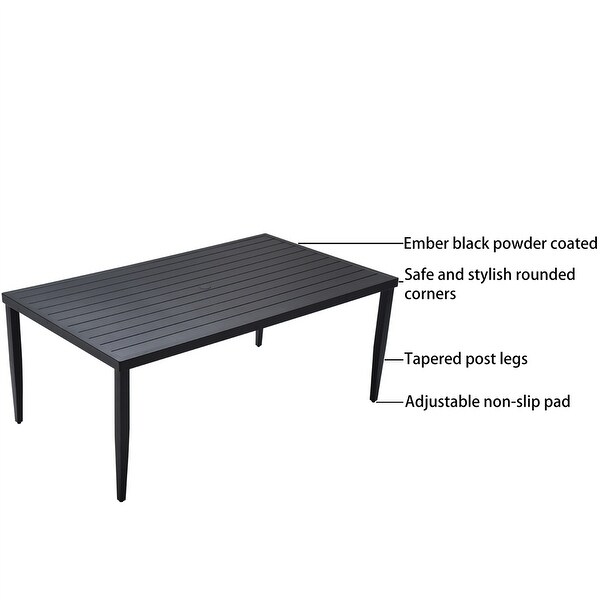 Patio Aluminum Dining Table with Umbrella Hole and Legs