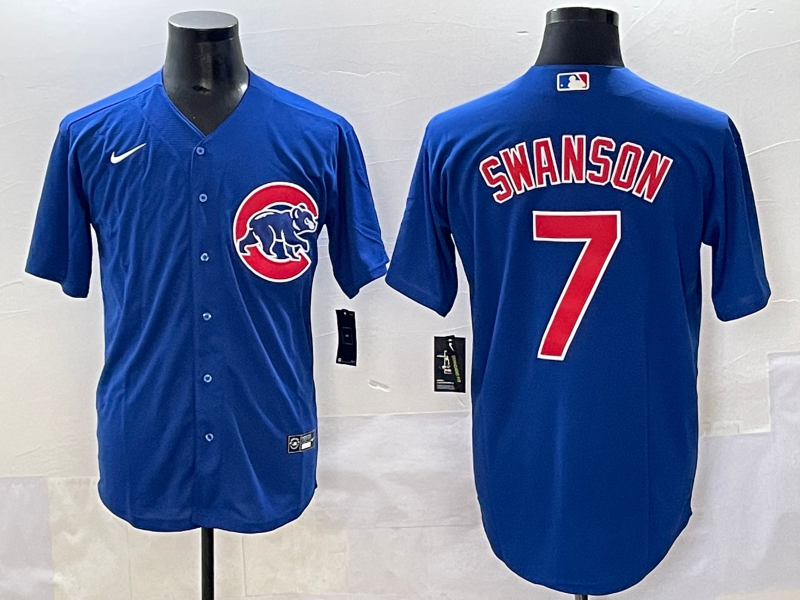 Men's Chicago Cubs Dansby Swanson #7 Royal Replica Player Jersey