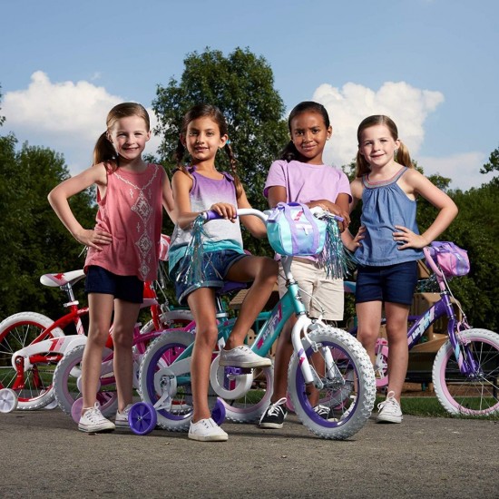 Glimmer 14″ Age 4-6 Kids Bike Bicycle with Training Wheels, Sea Crystal