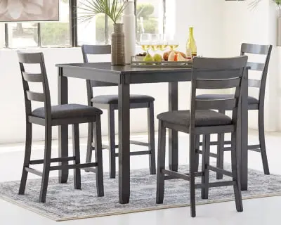 Signature Design by Ashley Bridson Counter Height Dining Room Table and Bar Stools (Set of 5), Gray