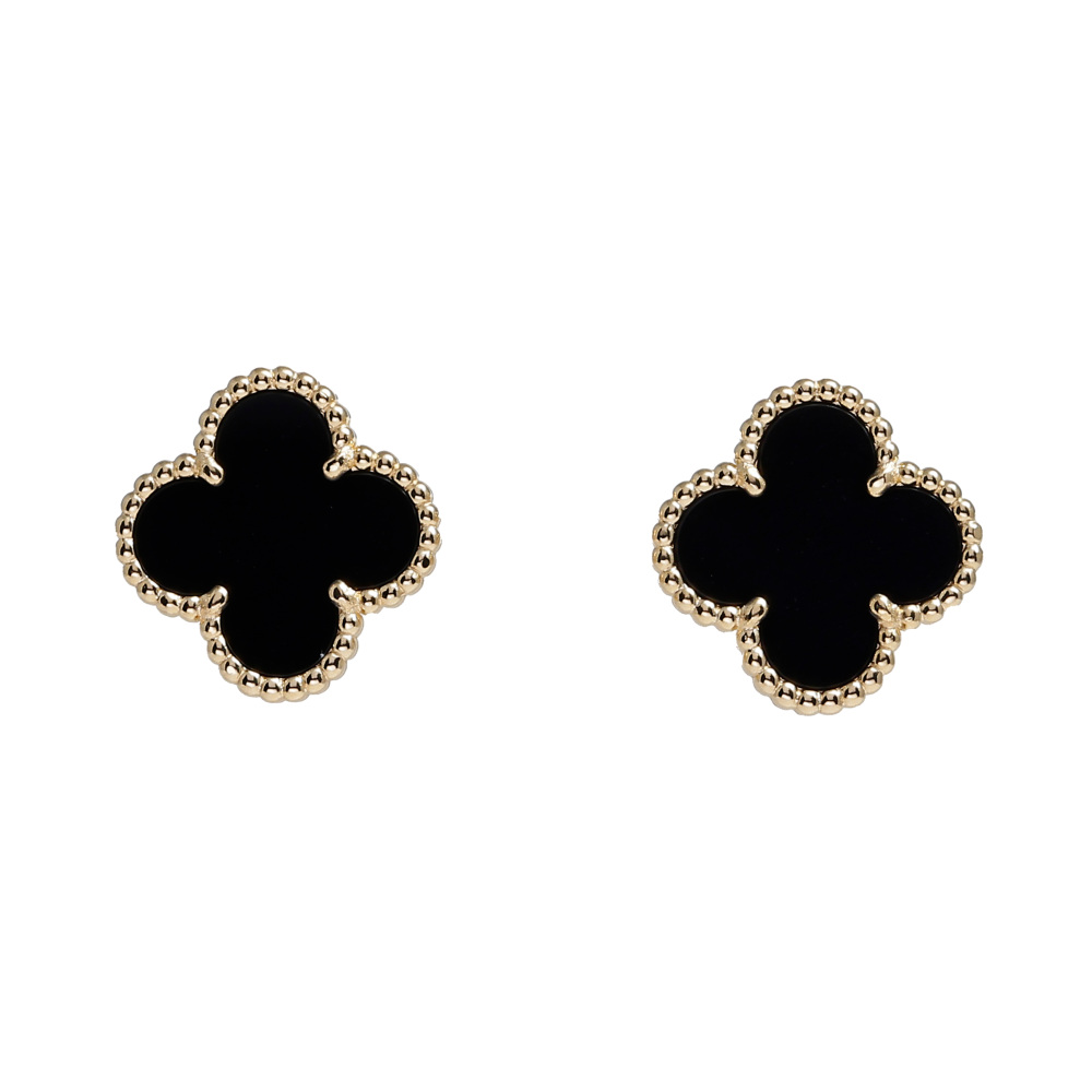 Van Cleef & Arpels Vintage Alhambra Earrings 18K Yellow Gold Onyx VCARA44200