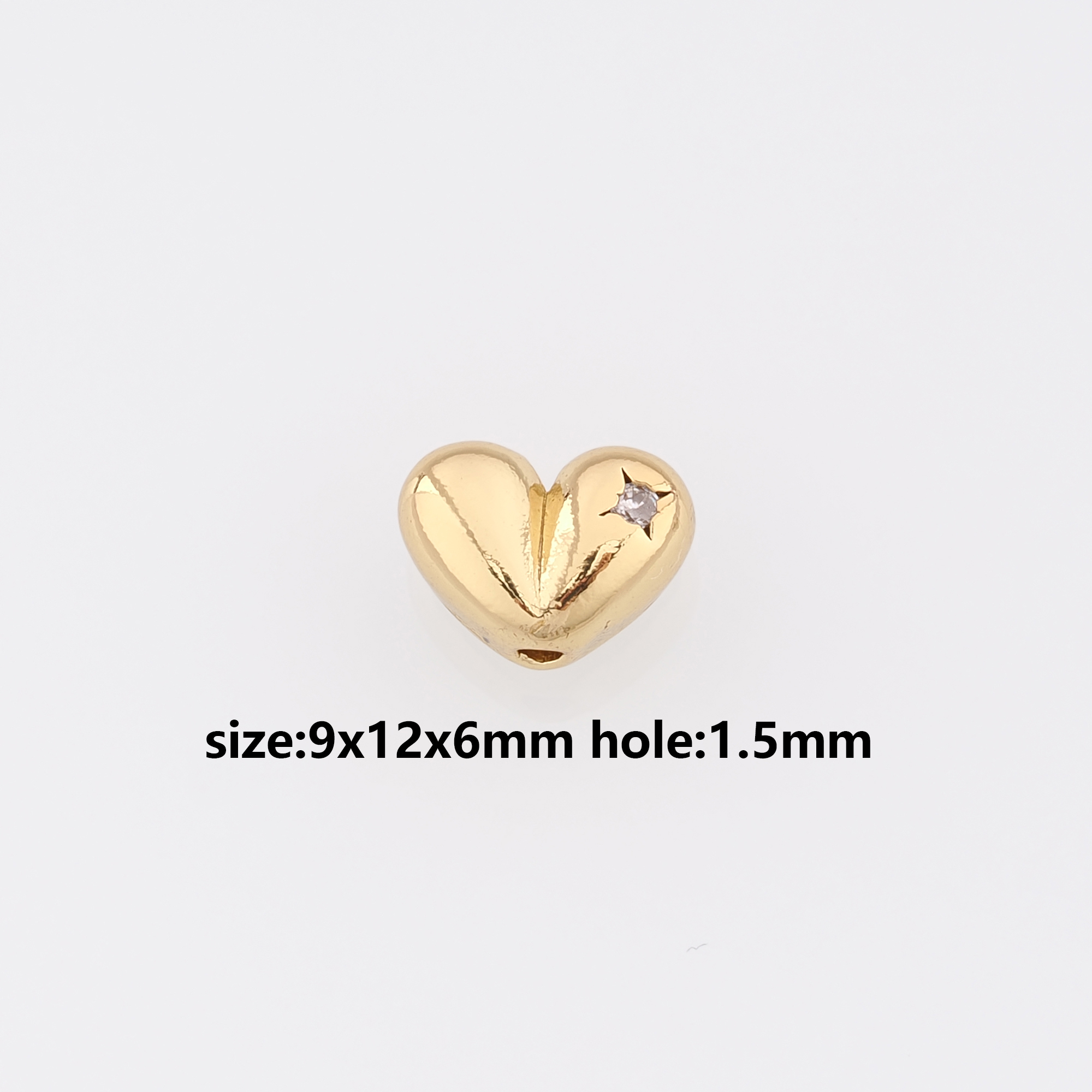 18K Gold Filled Heart Spacer Beads,Heart Bead for Bracelet Jewelry Necklace Making Supply