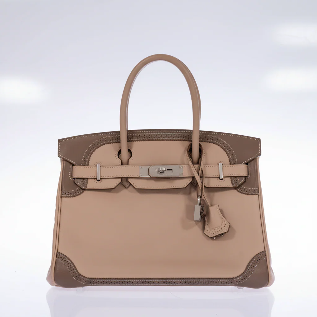 Hermès Birkin 30 Ghillies Argile & Étoupe Swift Palladium Hardware