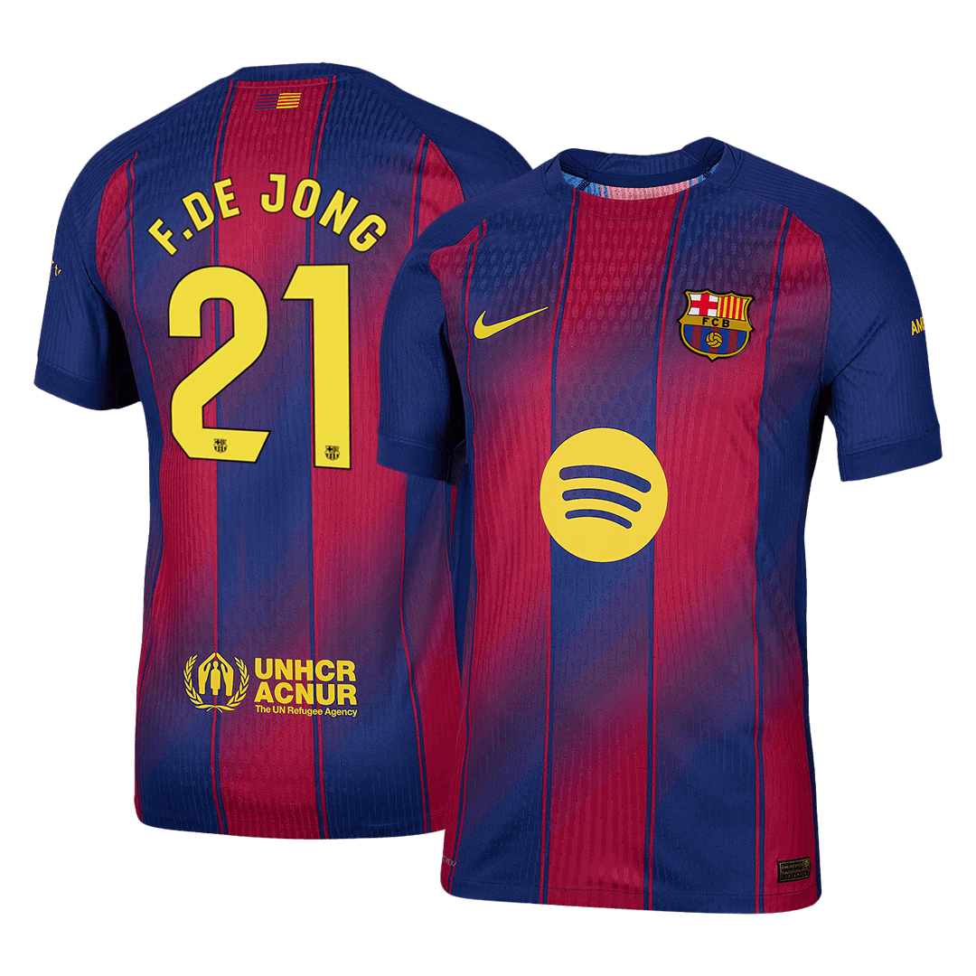 F.DE JONG #21 Barcelona Home Player Version Jersey 2025/26