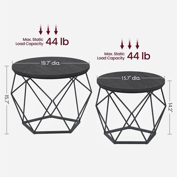 Small Coffee Table Set of 2,Round Coffee Table ,Black