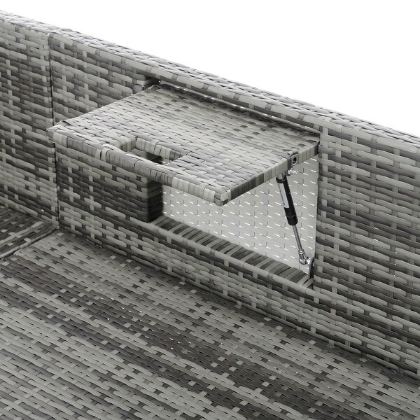 MultiFunctional Patio Sectional Furniture Set,5 Set PE Wicker Lounger Sofa Set with Adjustable Seat and Lift Coffee Table